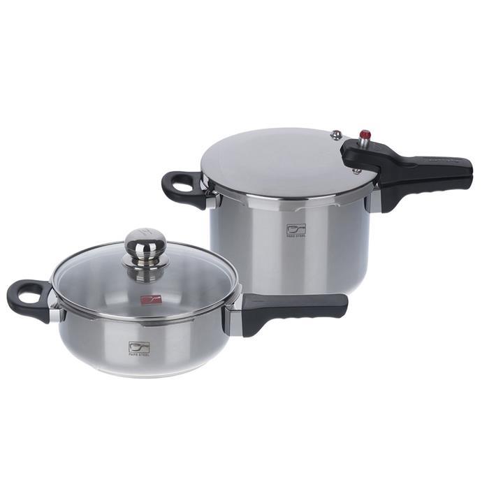 ست زودپز و قابلمه پارس استیل مدل Twin01 Pars Steel Twin01 Pressure Cooker and Pot Set